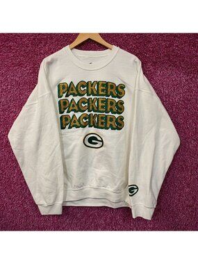 Junk Food Clothing Green Bay Packers Repeat Bling Glitter Crewneck Sweatshirt XL
